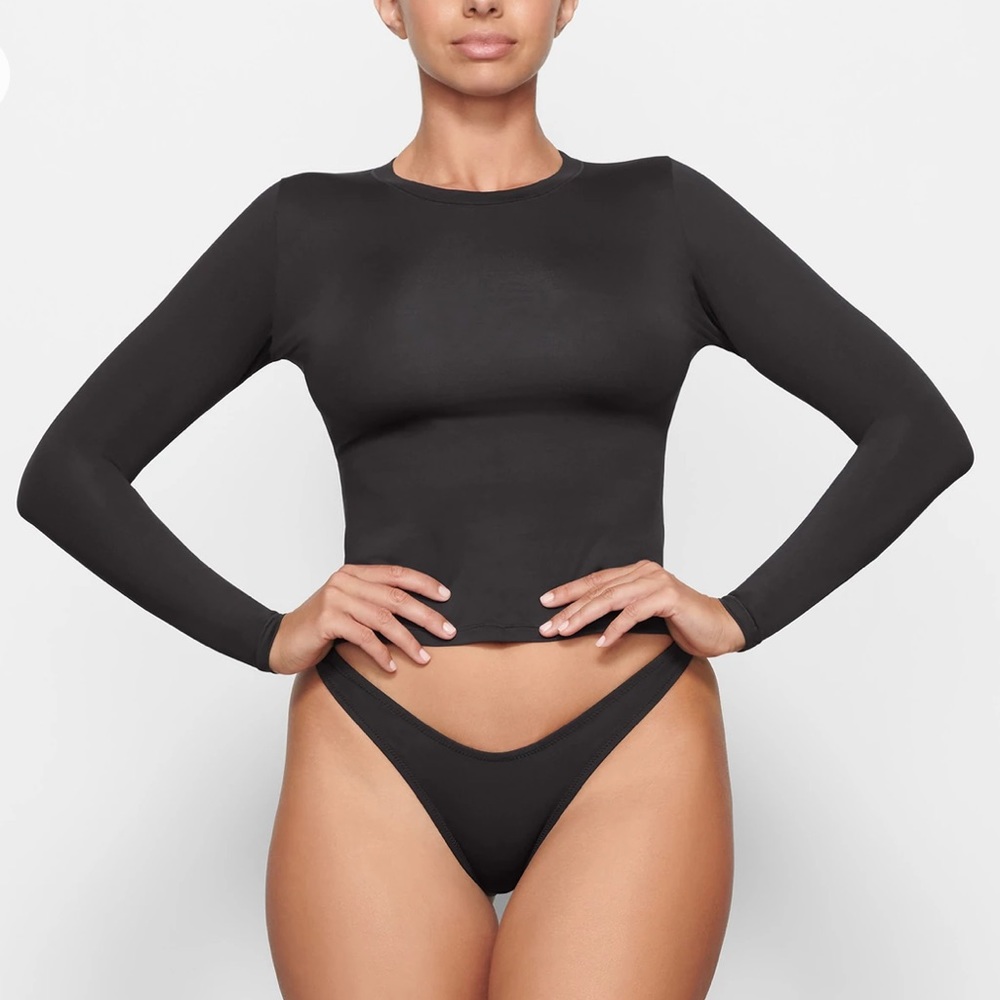 Skims Swim Long Sleeve Shirt Onyx Size Medium